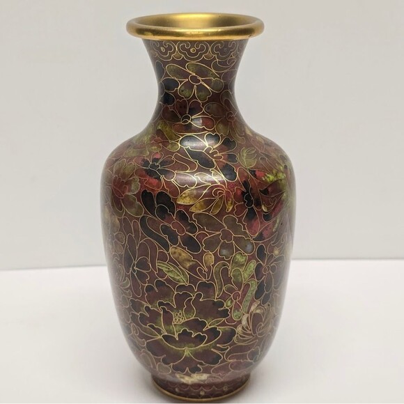 Vintage Chinese Cloisonne Floral Vase - Picture 3 of 8